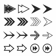 set of black arrows and directions and signals