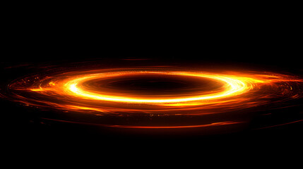 A fiery cosmic scene depicting a glowing ring of light, surrounded by dark space, suggesting celestial phenomena like stars or black holes. Magnetic Light Resonance. Illustration