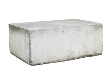 Large grey block of concrete sits on a white background, isolated