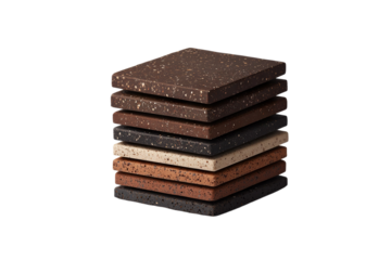 Stack of brown and tan tiles, isolated