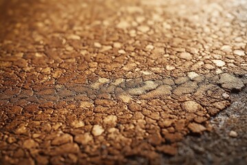 Obraz premium Close-up of cracked, textured surface with rich brown hues and warm light accentuating its details.