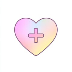 Obraz premium heart with plus, a simple line drawing, flat design style, pastel colors, white background