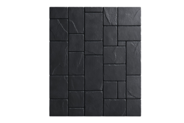 Black stone wall with a white background, isolated