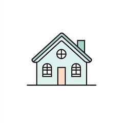 home icon, a simple line drawing, flat design style, pastel colors, white background