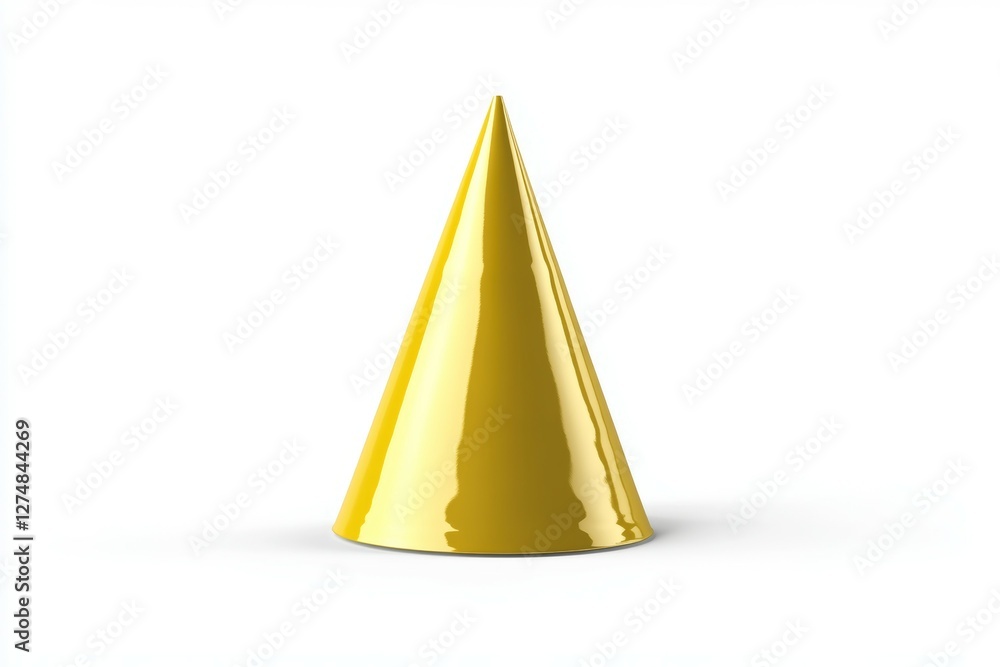 Poster yellow cone shape object is on a white background