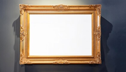 Antique Golden Art Fair Gallery Frame in Auction House or Museum Exhibition Timeless Elegance and Opulence Filling a Blank Templeta on February th, , Under the Spotlight