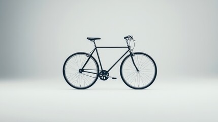 Fototapeta premium Minimalist Black Bicycle on a Light Gray Background