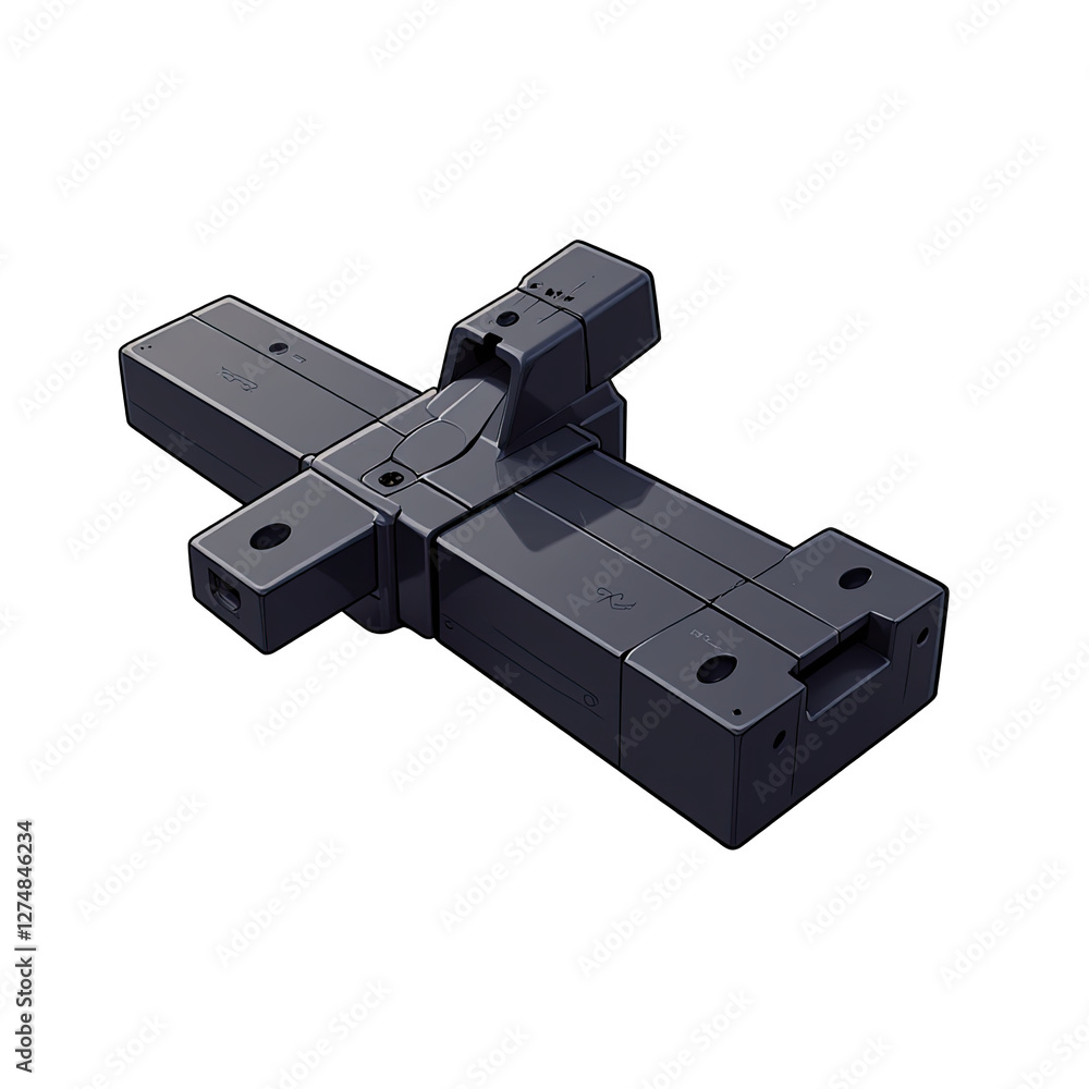 Poster detailed closeup of precision metal linear guide rail on transparent background for cartoons and too