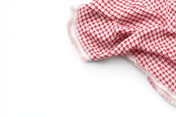 Red and white checkered cloth with a white background