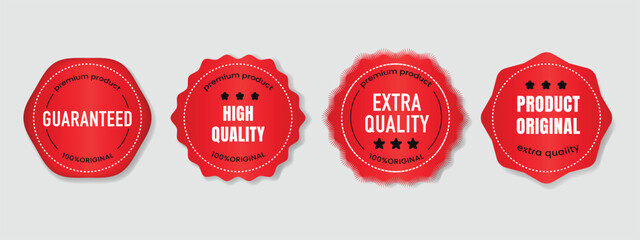 Red Premium Product Labels.Featuring high-quality, guaranteed, and original product badges.Vector illustration