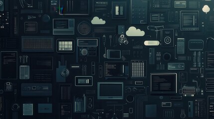 Futuristic Technology Background with Various Devices and Interfaces