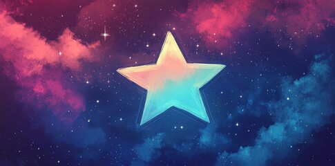 Obraz premium A large colorful star shines brightly in a nebula sky