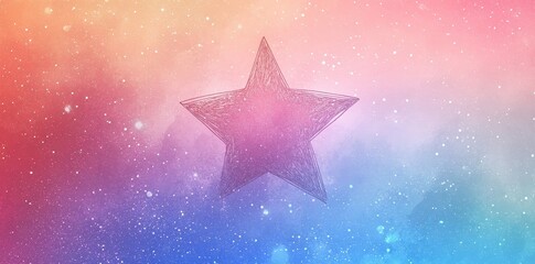 Obraz premium Single star graphic on a pastel gradient cosmic background