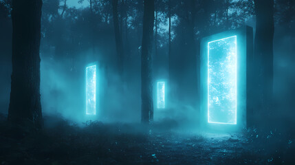 glowing ethereal suspended portals