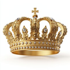 Fototapeta premium Ornate Gold Royal Crown with Diamonds Regal Majesty Kingly Headwear