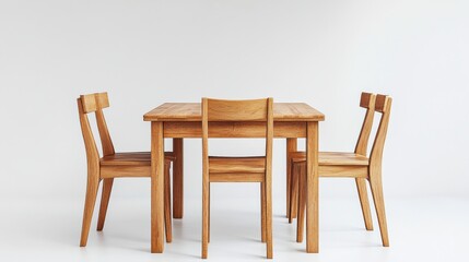 Fototapeta premium Modern Wooden Table with Four Chairs in Minimalistic Design