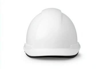 Fototapeta premium White hard hat with a black band sits on a white background