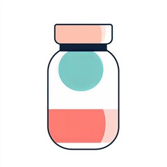 Fototapeta premium pill bottle, a simple line drawing, flat design style, pastel colors, white background