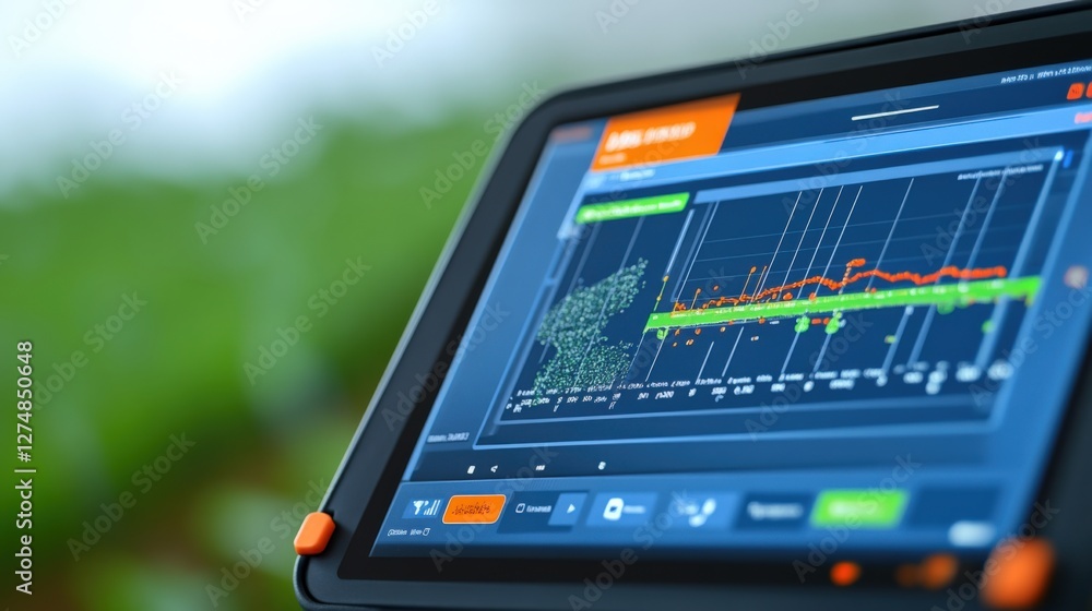Poster data analysis display for agricultural insights farm field technology interface greenhouse environme