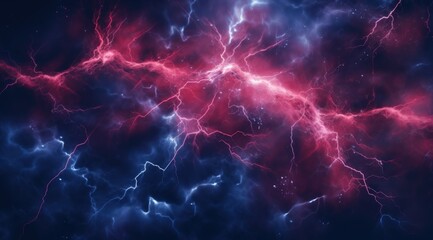 Electric sky. Red & blue energy flows. Stormy atmosphere. Possible use banner & wallpaper