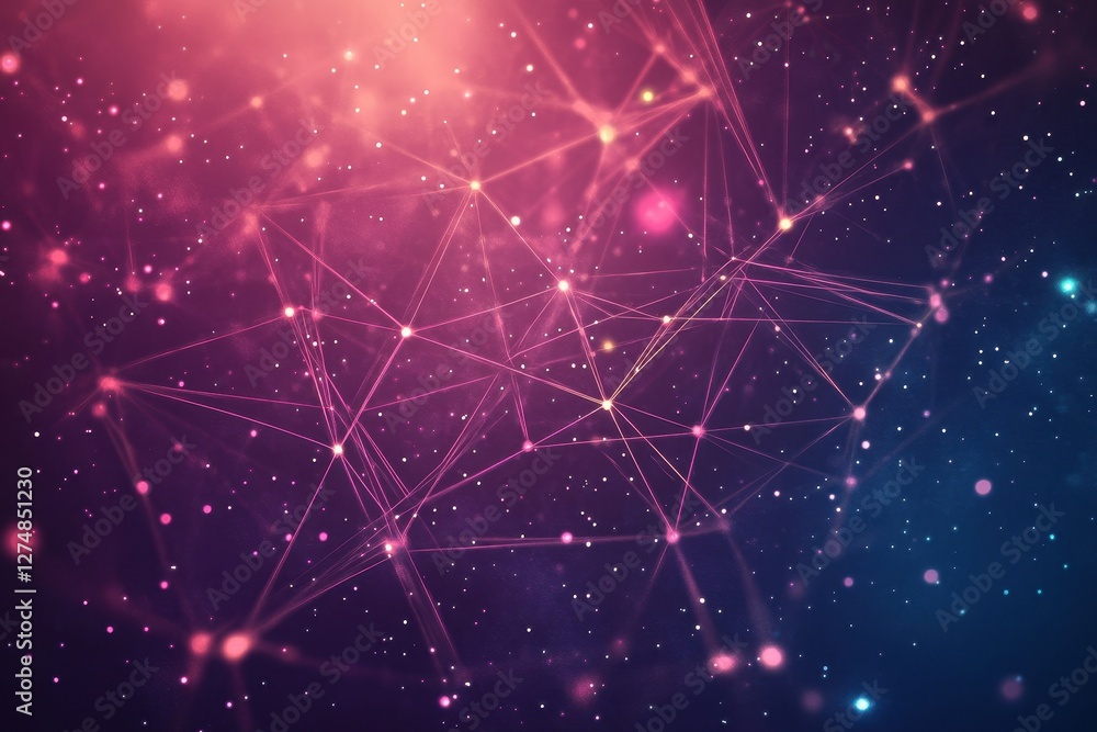 Aufkleber abstract network of glowing lines and dots in space