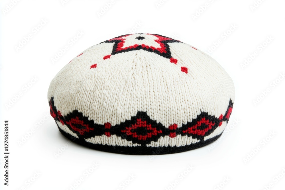 Poster knitted hat with a star pattern on it
