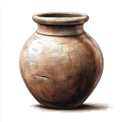 Ancient Cracked Clay Pot Rustic Brown Earthenware Jar Vintage Pottery Vessel