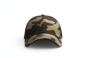 Fototapeta premium Camouflage hat is shown on a white background