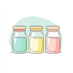 supplements, a simple line drawing, flat design style, pastel colors, white background