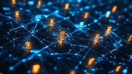 High-tech encrypted data transfer in cloud storage high resolution wallpaper