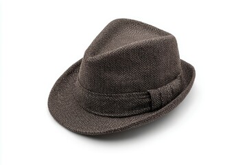 Hat with a black band and a black brim