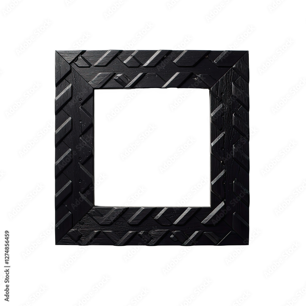 Poster detailed closeup of intricately patterned black frame against transparent background. a black frame 