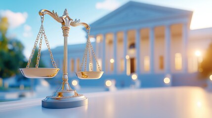 Golden Scales of Justice Courthouse Image Legal Law