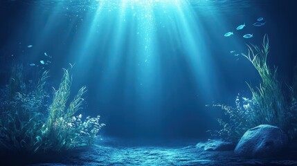 Fototapeta premium Sunlight streams into the depths of a tranquil ocean scene