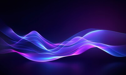 Elegant, flowing waves of blue and purple light on a reflective surface, good for presentations