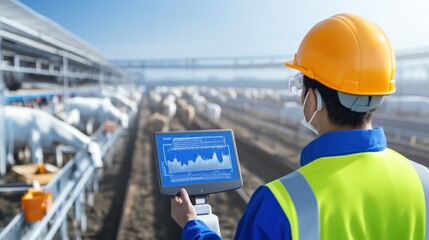 Innovative livestock management dairy farm technology integration agricultural environment close-up view efficiency enhancement