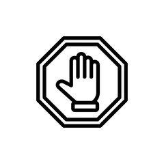 Stop icon vector illustration. stop road sign. hand stop sign and symbol. Do not enter stop red sign with hand