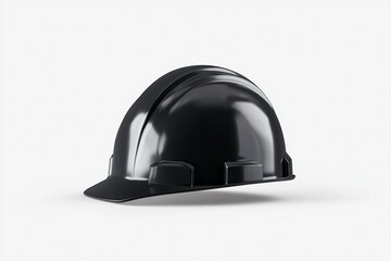 Fototapeta premium Black hard hat with a white stripe