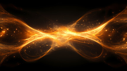 Abstract representation of parallel dimensions in space with soft waves and glowing particles on a black background for creative projects. Glowing Parallel Dimensions. Illustration