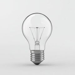 Clear lightbulb studio shot, white background, idea concept