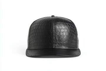 Fototapeta premium Black leather hat with a crocodile print