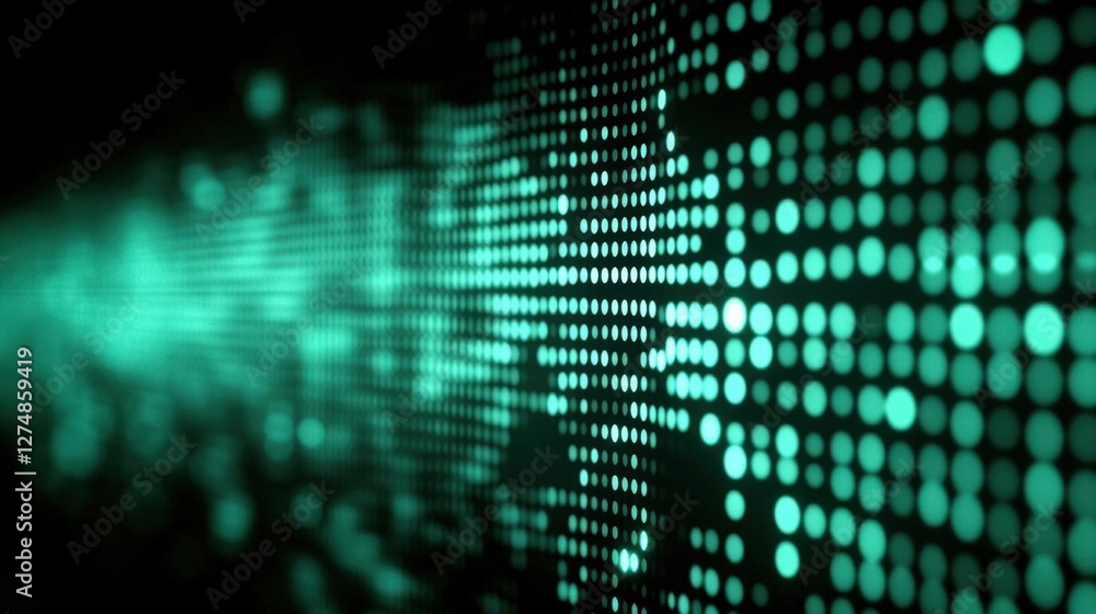 Poster abstract digital technology background with teal circles and lines