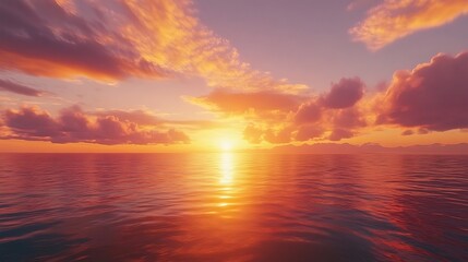 Obraz premium Dramatic Sunset Sky with Orange and Pink Cloud Hues