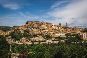 Obraz premium Panoramic view on Ragusa city. Sicily island, Italy. June 2023