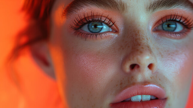 Belleza Natural con Mirada Intensa con delineador de ojos con colores vibrantes