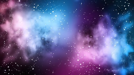 Obraz premium A vibrant cosmic scene showcasing colorful nebulae against a starry backdrop, blending shades of blue, pink, and purple.