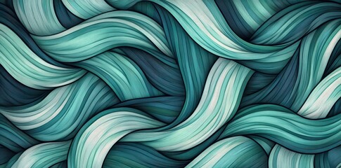 Turquoise and dark blue wavy textured abstract woven background
