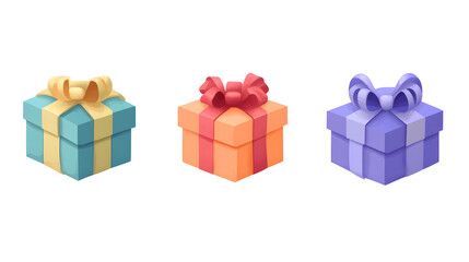 Obraz premium Wrapped Present Icons with Decorative Ribbons and Bows for Greeting Cards, Invitations, and Holiday Branding