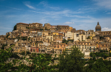 Panoramic view on Ragusa city. Sicily island, Italy. June 2023