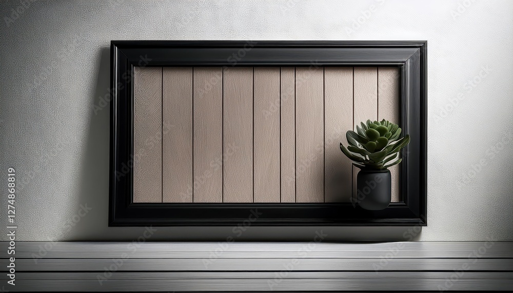 Poster black frame on wall minimalistic elegance with geometric abstraction, evoking a sense of modernity a